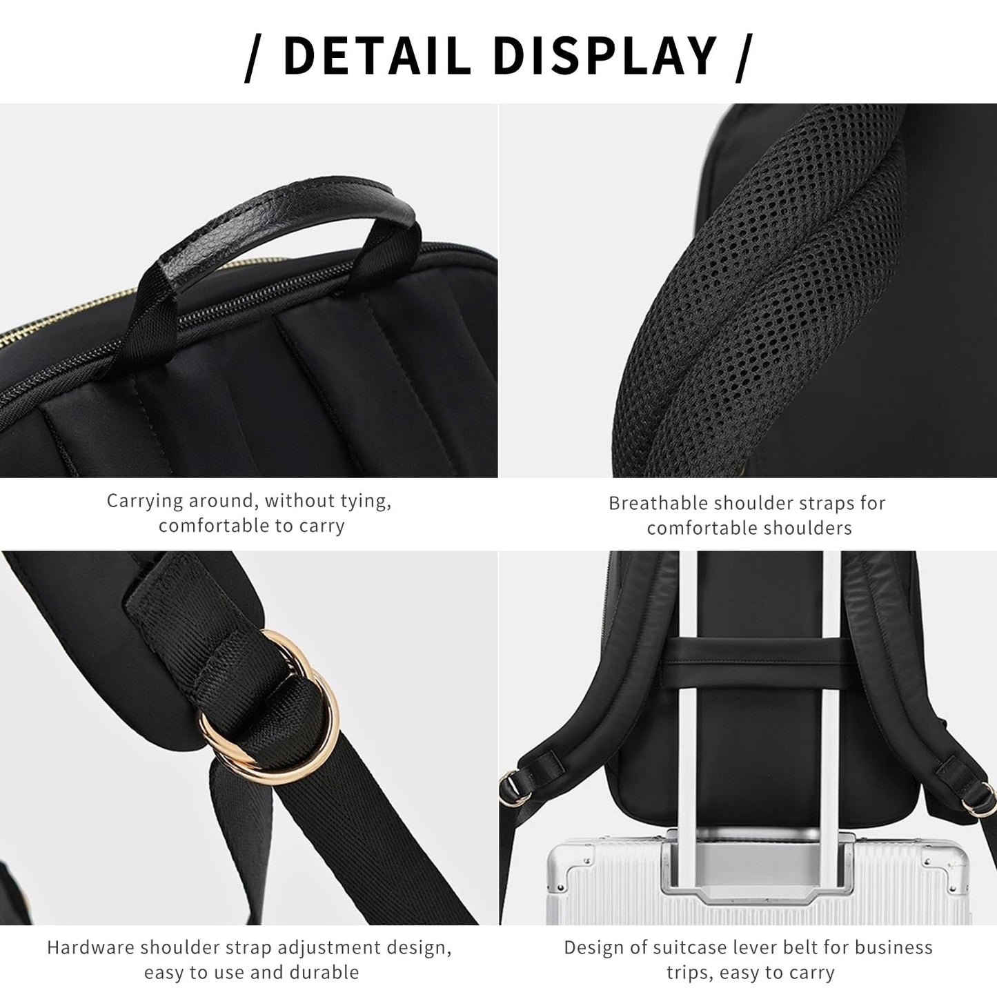 Rucsac pentru laptop Dollcini pentru femei – impermeabil, ergonomic, pentru laptop de 15,6", geantă de călătorie cu mai multe compartimente