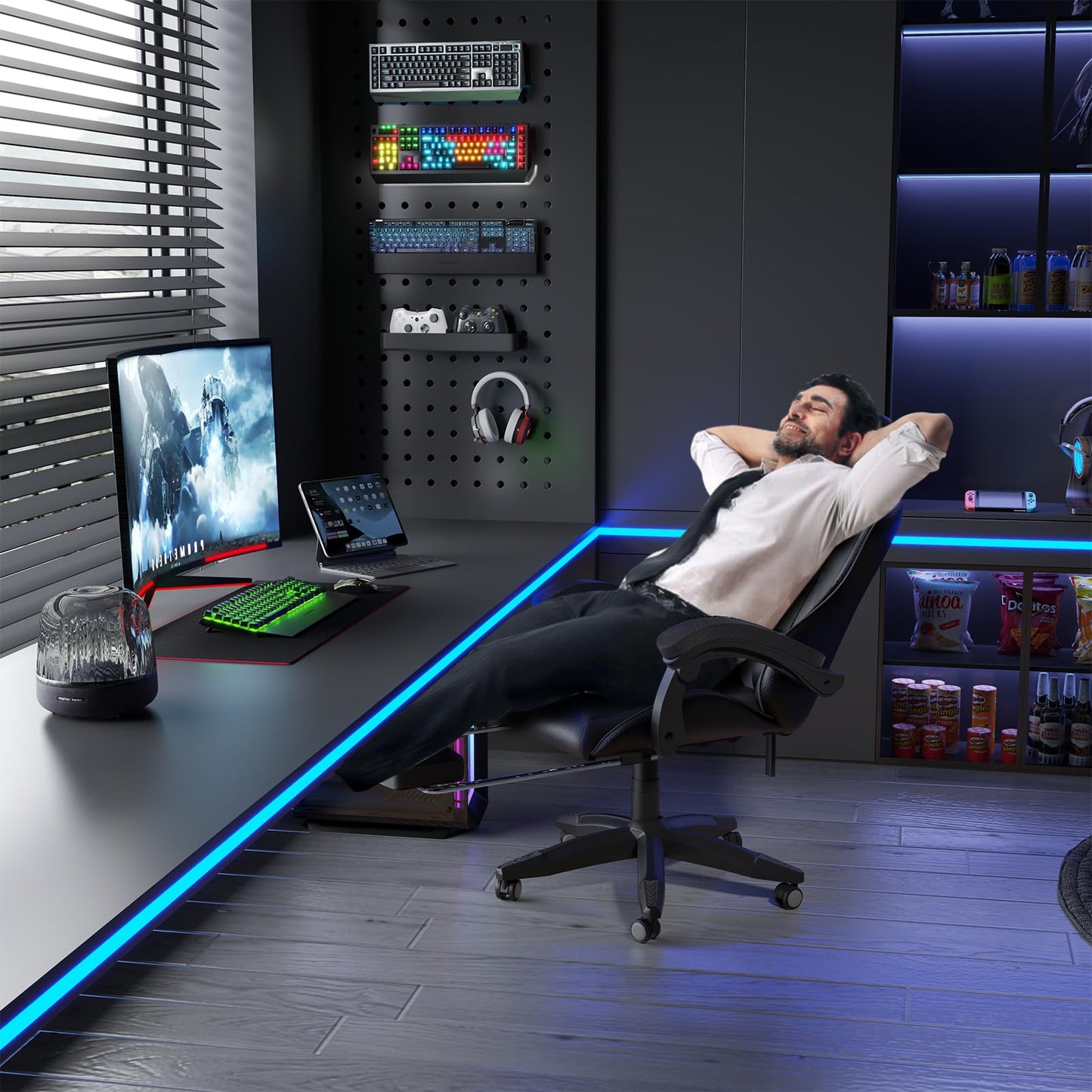 Dollcini Otthon, Bigzzia scaun ergonomic de gaming - scaun de birou cu spătar înalt și scaun de gaming