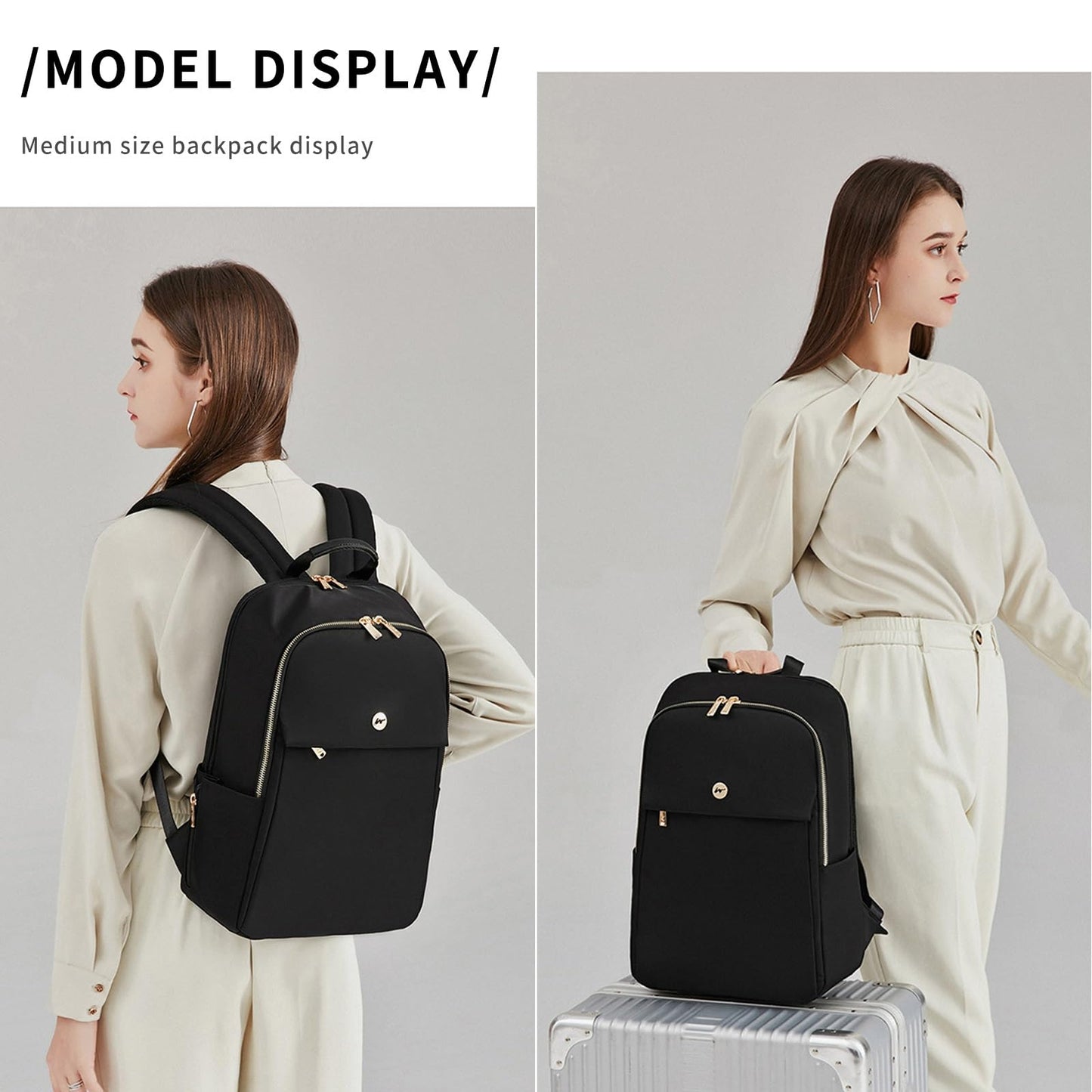 Rucsac pentru laptop Dollcini pentru femei – impermeabil, ergonomic, pentru laptop de 15,6", geantă de călătorie cu mai multe compartimente