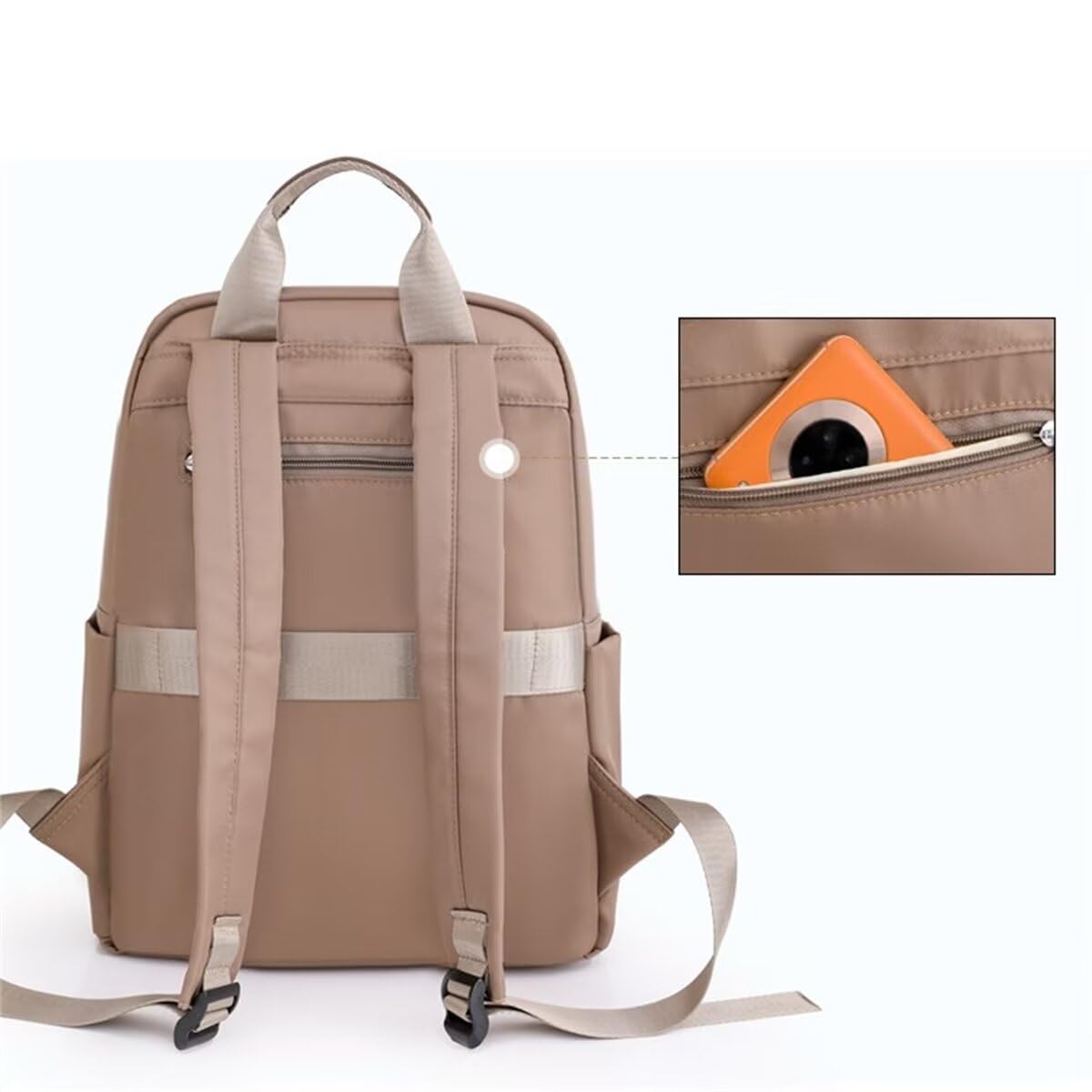 Rucsac Dollcini impermeabil din nailon pentru femei cu compartiment pentru laptop - Geantă ușoară și spațioasă pentru serviciu, călătorii și utilizare zilnică