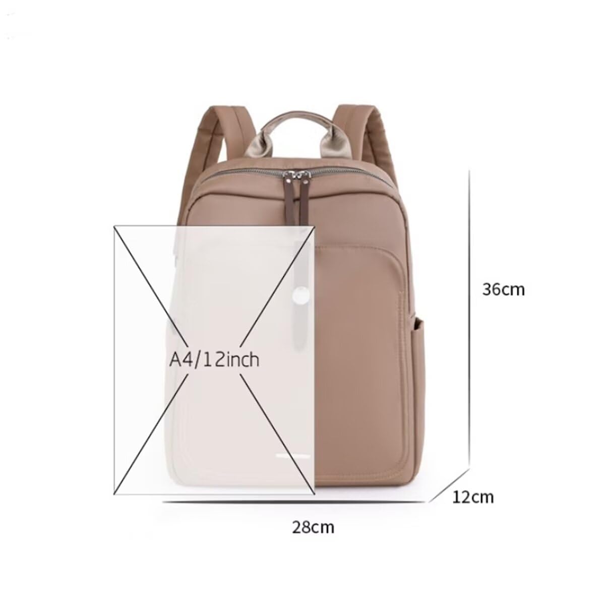 Rucsac Dollcini impermeabil din nailon pentru femei cu compartiment pentru laptop - Geantă ușoară și spațioasă pentru serviciu, călătorii și utilizare zilnică