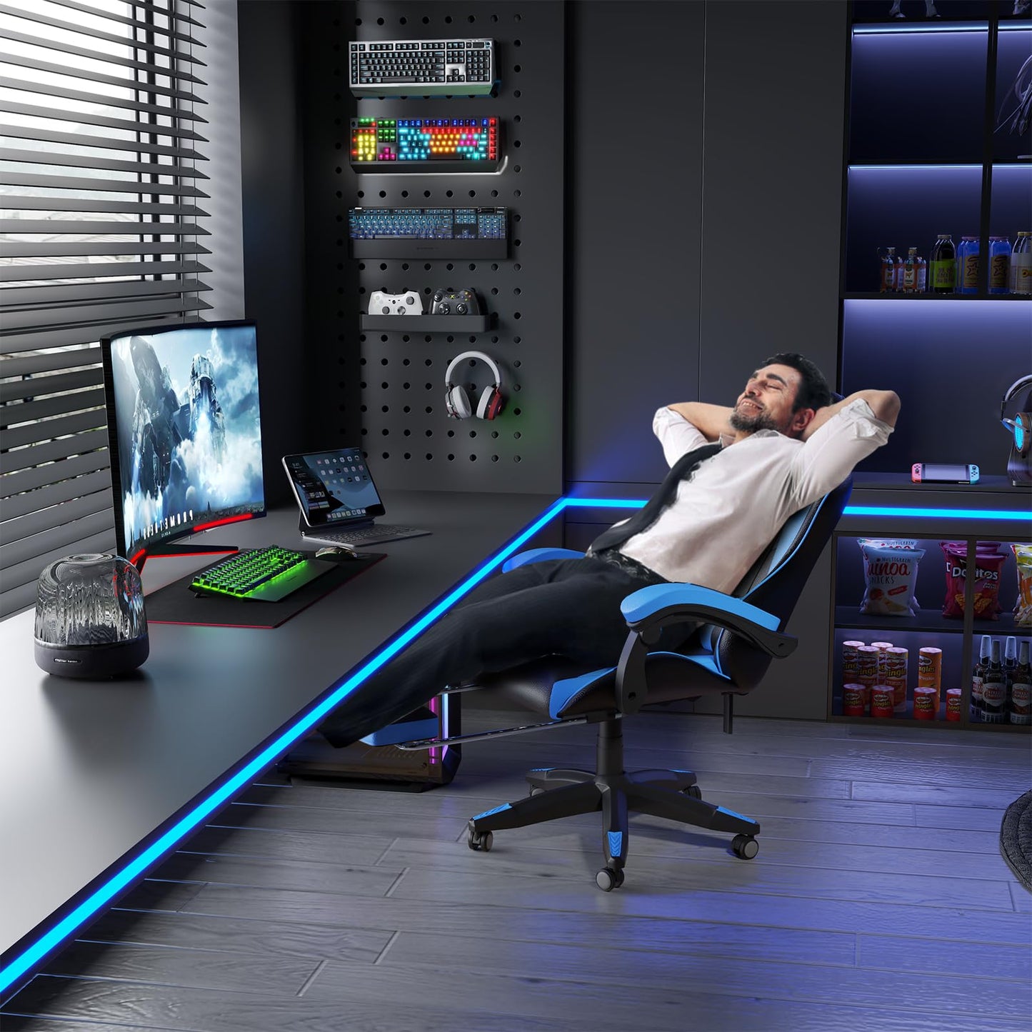 Dollcini Otthon, Bigzzia scaun ergonomic de gaming - scaun de birou cu spătar înalt și scaun de gaming
