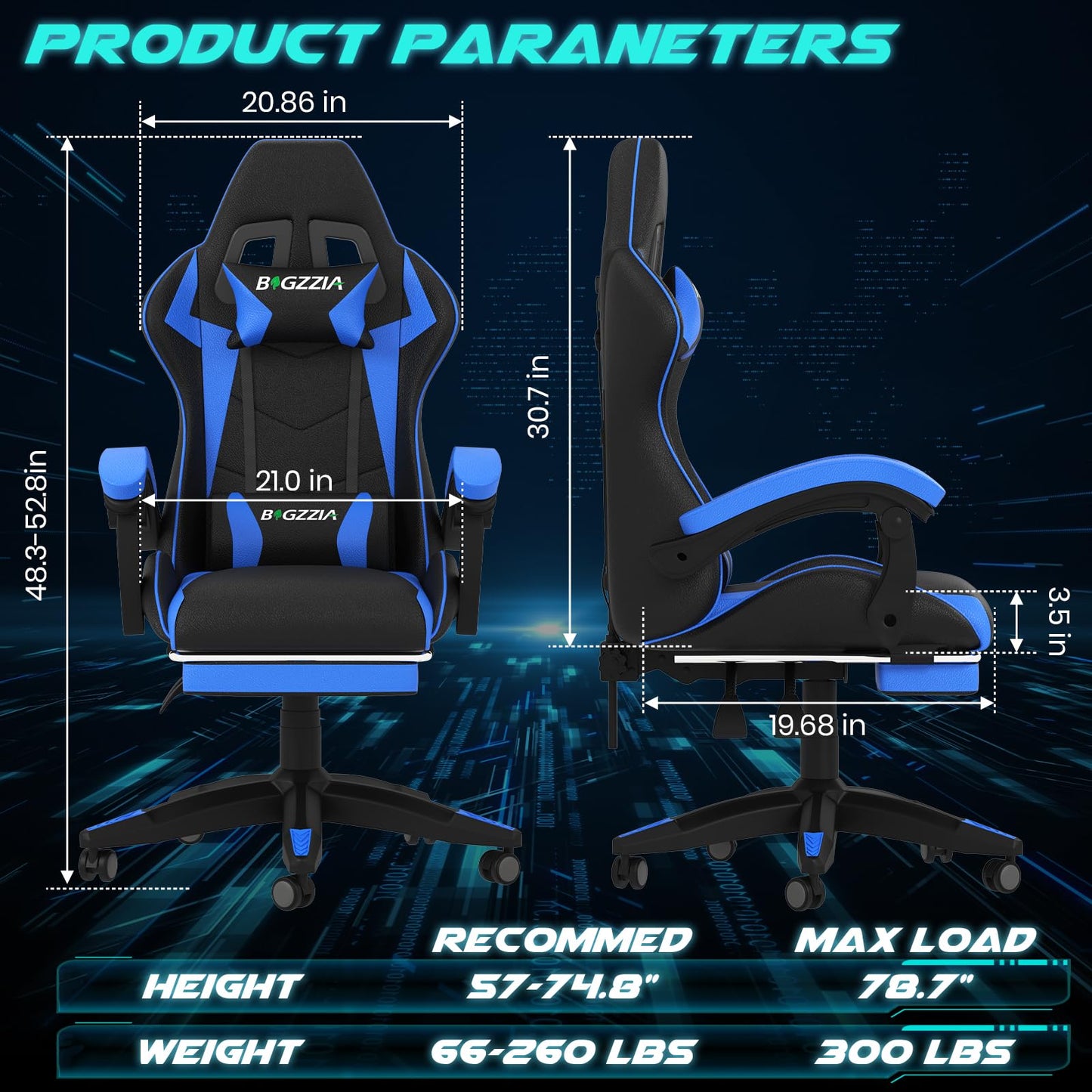 Dollcini Otthon, Bigzzia scaun ergonomic de gaming - scaun de birou cu spătar înalt și scaun de gaming