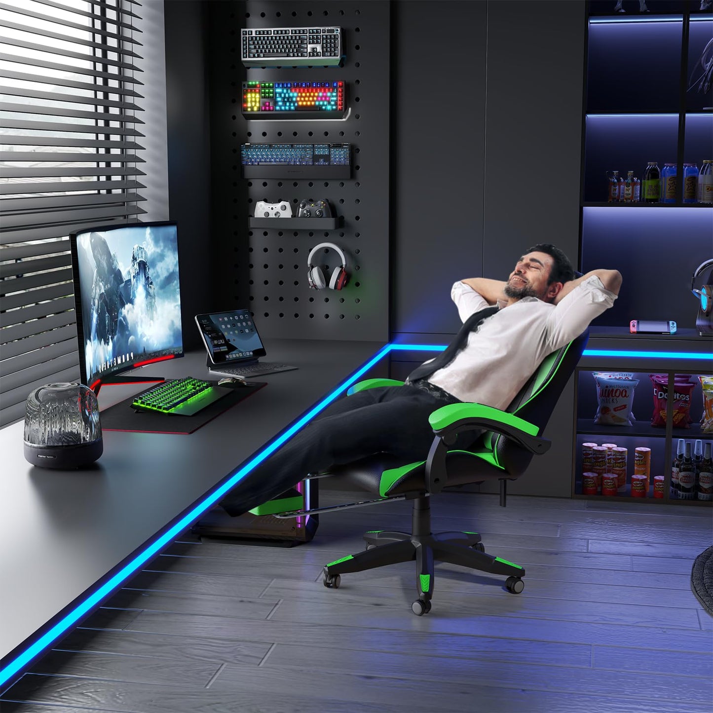 Dollcini Otthon, Bigzzia scaun ergonomic de gaming - scaun de birou cu spătar înalt și scaun de gaming