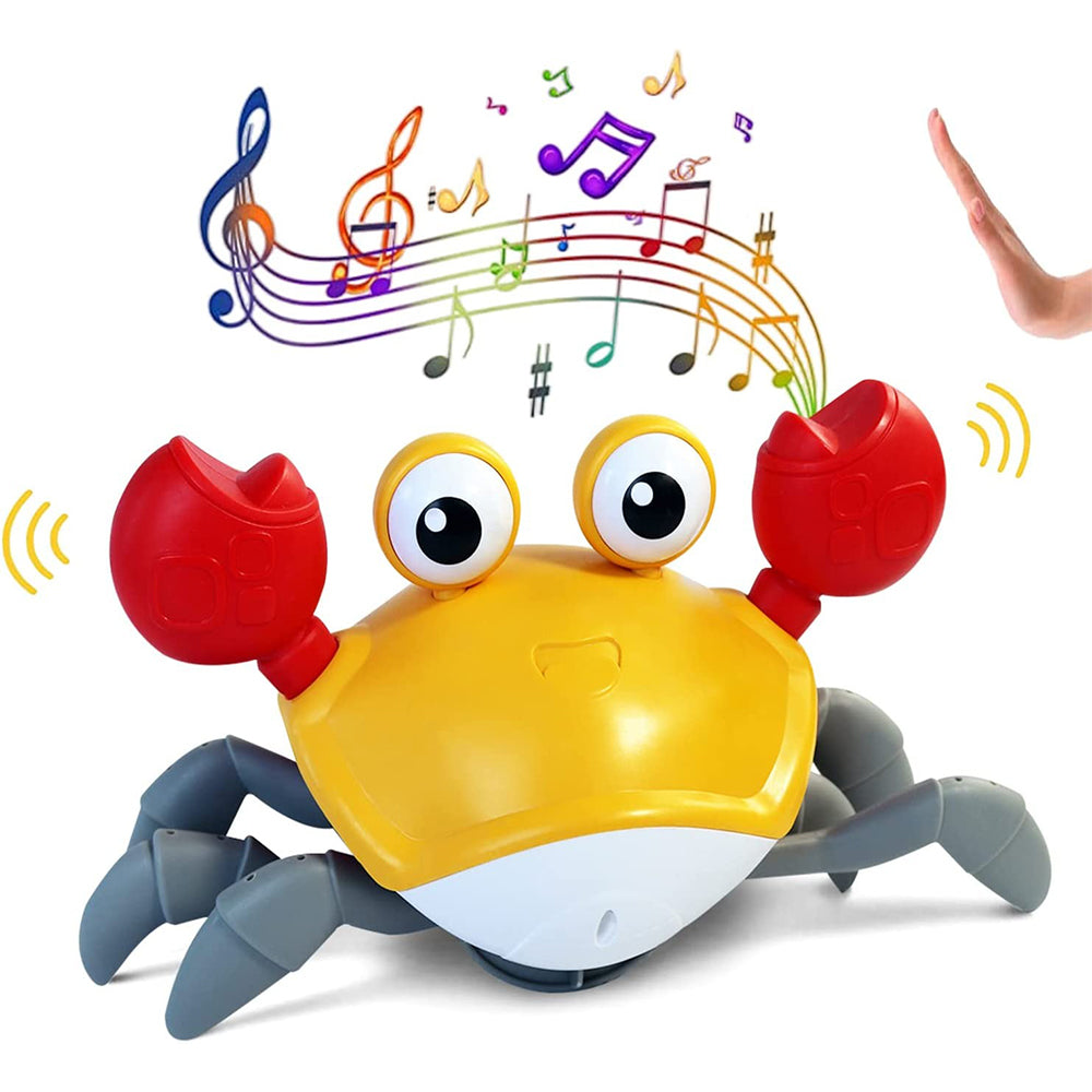 Dollcini, păpușă crab cu muzică și lumini LED, evitare automată a obstacolelor, interactivă, multicoloră
