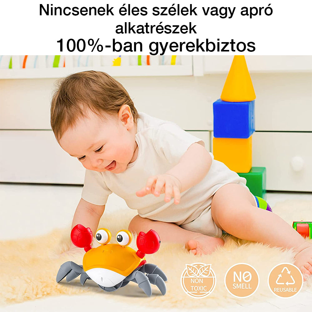 Dollcini, păpușă crab cu muzică și lumini LED, evitare automată a obstacolelor, interactivă, multicoloră