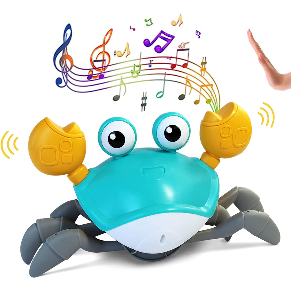 Dollcini, păpușă crab cu muzică și lumini LED, evitare automată a obstacolelor, interactivă, multicoloră