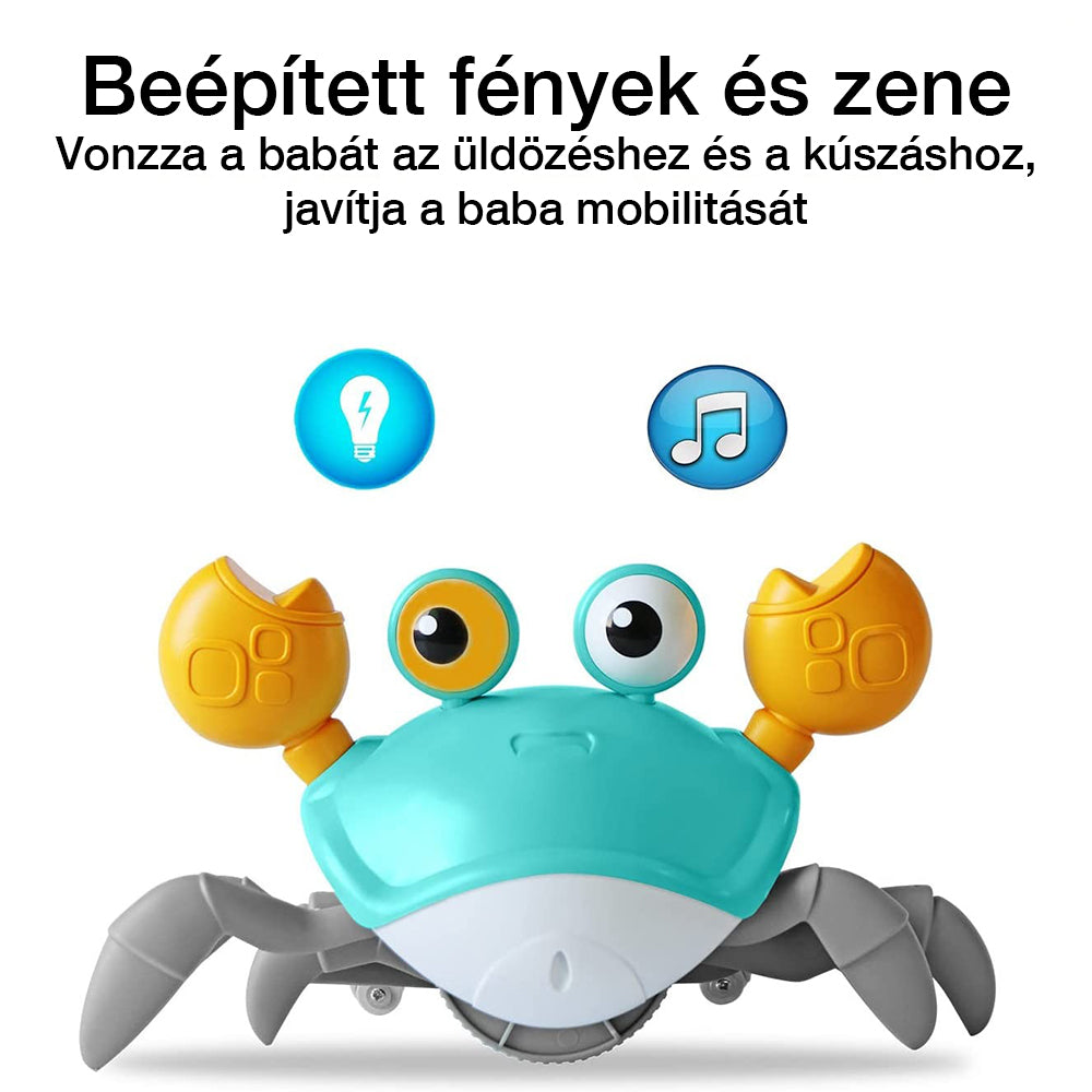Dollcini, păpușă crab cu muzică și lumini LED, evitare automată a obstacolelor, interactivă, multicoloră