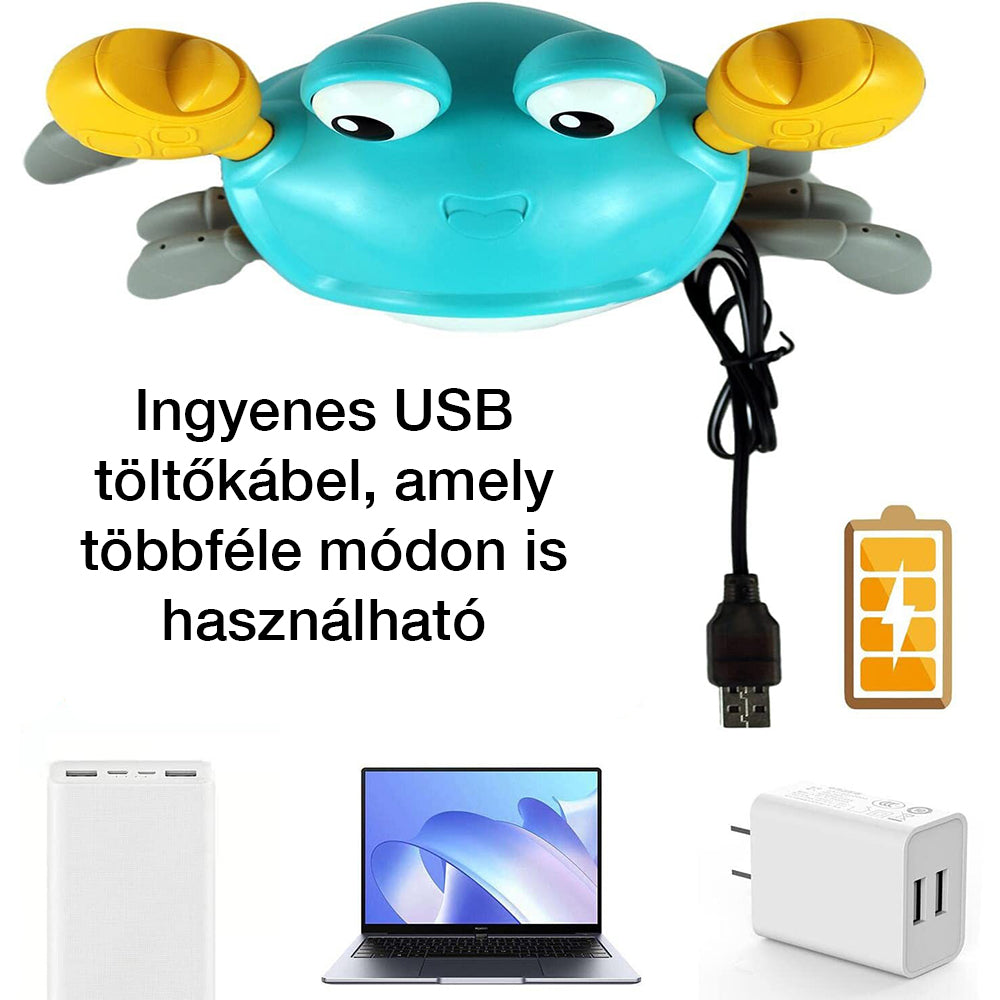 Dollcini, păpușă crab cu muzică și lumini LED, evitare automată a obstacolelor, interactivă, multicoloră