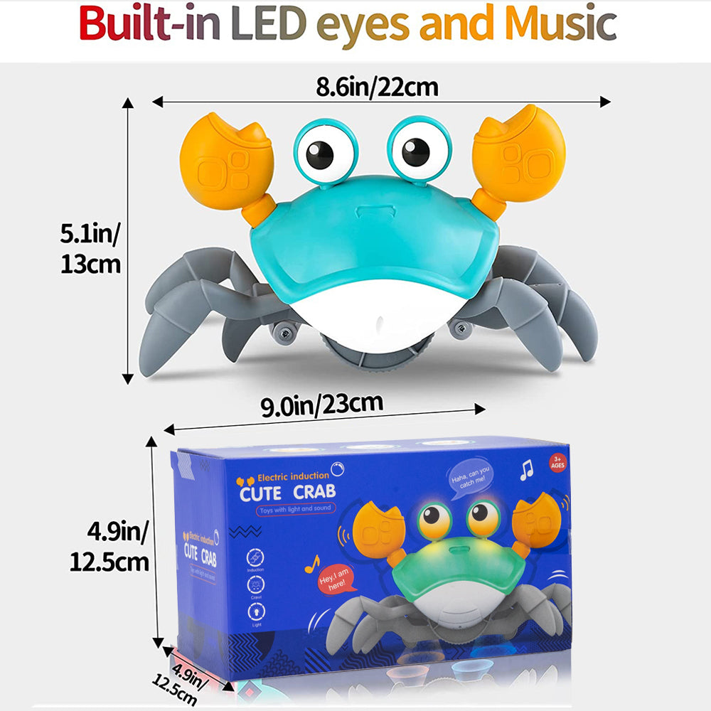 Dollcini, păpușă crab cu muzică și lumini LED, evitare automată a obstacolelor, interactivă, multicoloră