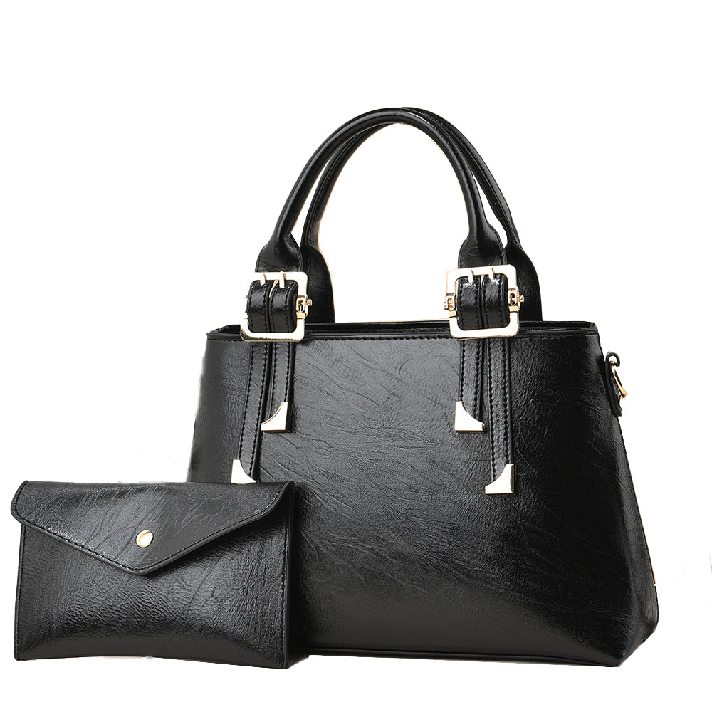 Geantă elegantă de damă Dollcini – Geantă de umăr și geantă crossbody premium din piele ecologică pentru uz zilnic, neagră