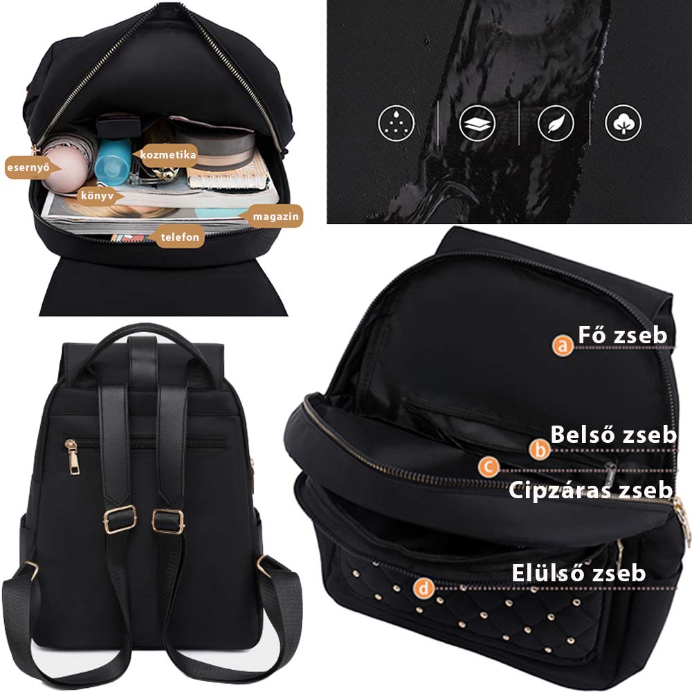 Dollcini, rucsac antifurt din nailon, capacitate mare, rucsac la modă, rucsac elegant, campus