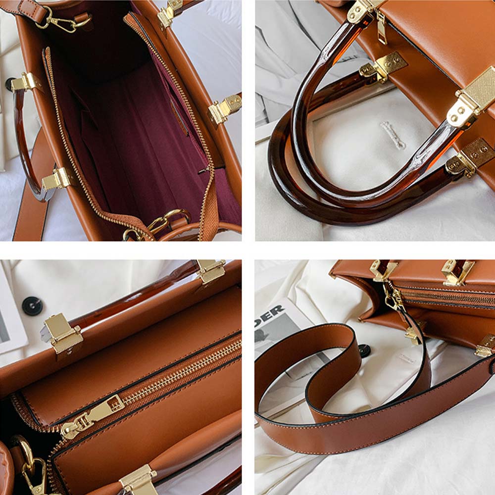 Dollcini, geantă de mână la modă pentru femei, piele ecologică, geantă elegantă crossbody, rezistentă la uzură și impermeabilă, aspect clasic