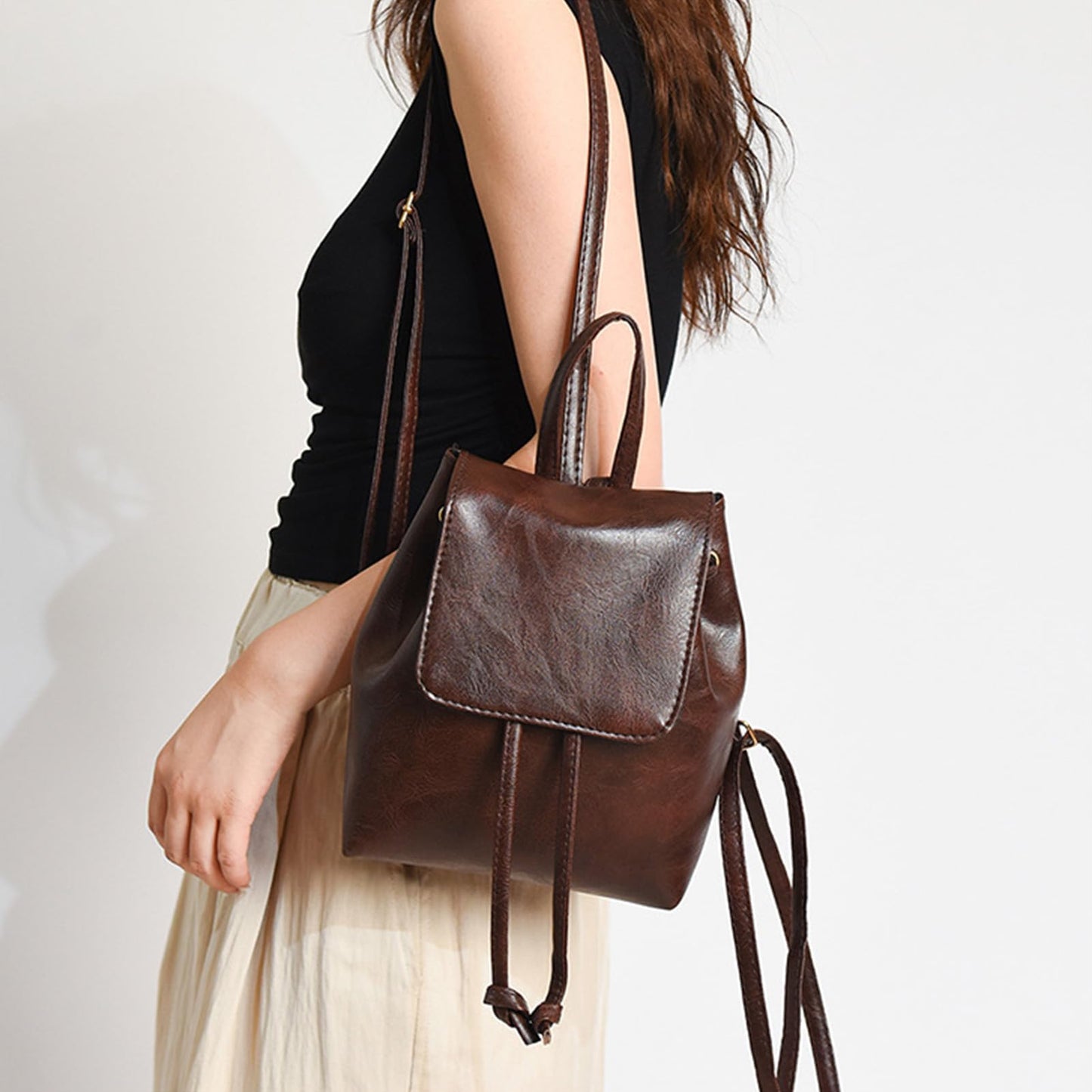 Dollcini, rucsac impermeabil din piele ecologică pentru femei, rucsac elegant, la modă, drăguț, modern