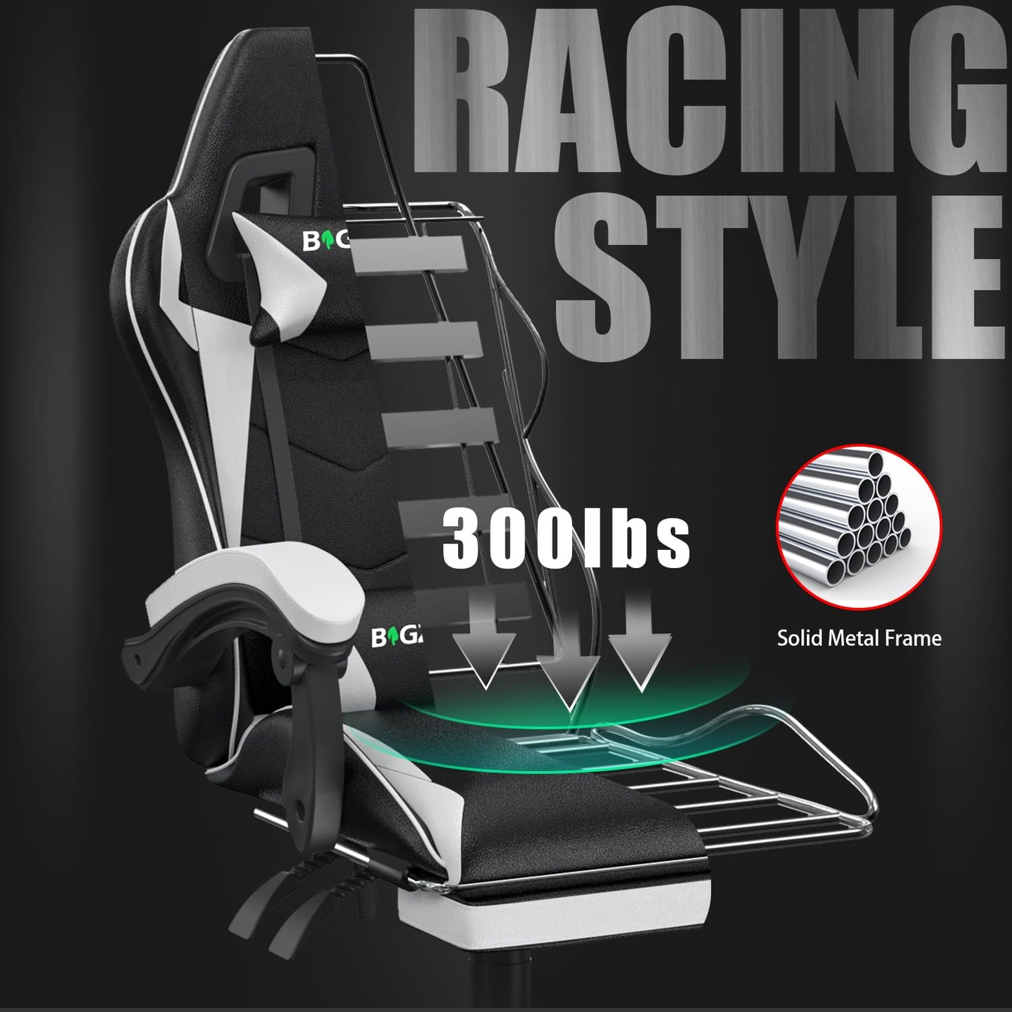 Dollcini Otthon, Bigzzia scaun ergonomic de gaming - scaun de birou cu spătar înalt și scaun de gaming