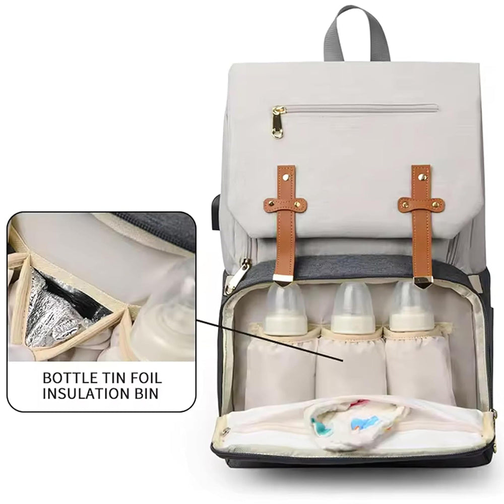 Dollcini, Geantă de maternitate multifuncțională, ușoară și de mare capacitate, Geantă de depozitare pentru transport, Port USB, Geantă de maternitate portabilă, Impermeabilă, Neagră