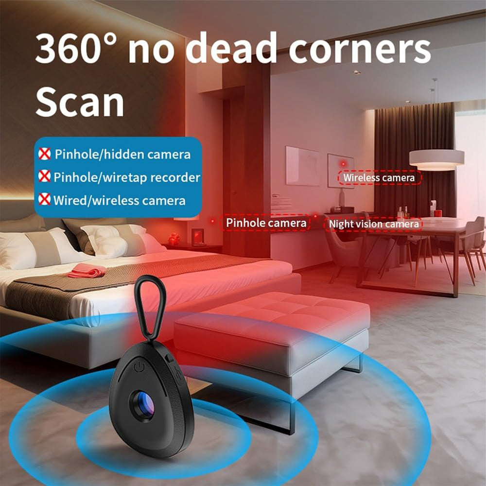 Dollcini pentru călătorii, Mini detector pentru camere ascunse – compact și portabil, confidențialitate, negru