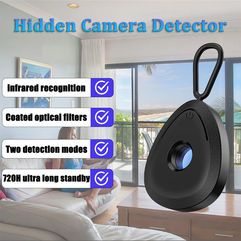 Dollcini pentru călătorii, Mini detector pentru camere ascunse – compact și portabil, confidențialitate, negru