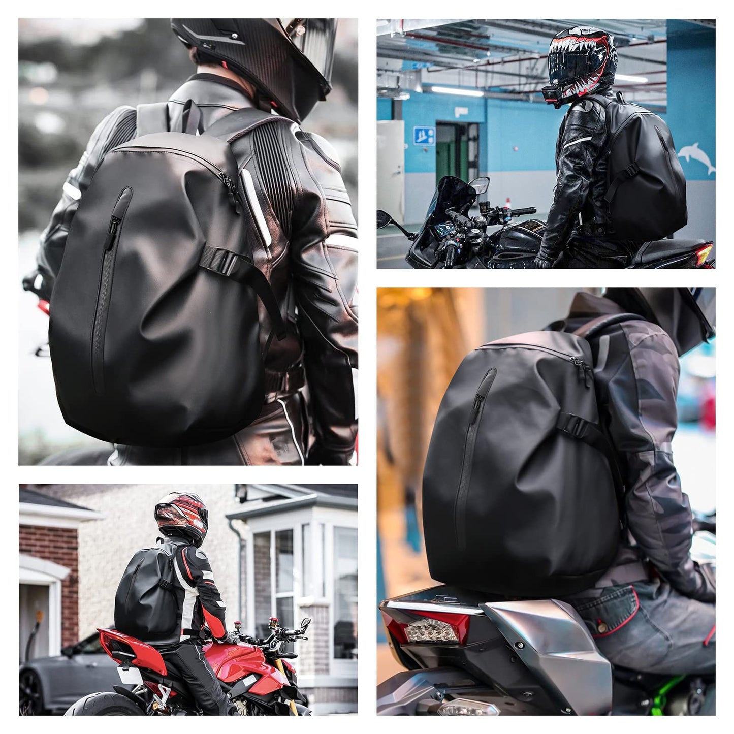 Dollcini, Rucsac de motocicletă pentru bărbați și femei, rucsac impermeabil cu cască, geantă pentru laptop, rucsac de călătorie