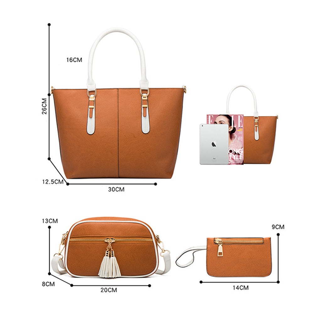 Set de 4 genți Dollcini pentru femei – geantă elegantă, geantă crossbody, portofel și portcard