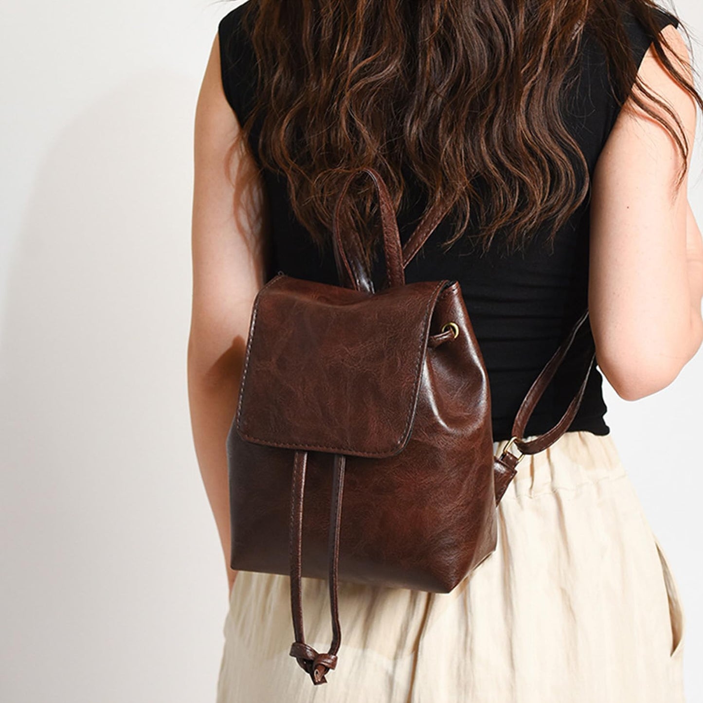 Dollcini, rucsac impermeabil din piele ecologică pentru femei, rucsac elegant, la modă, drăguț, modern