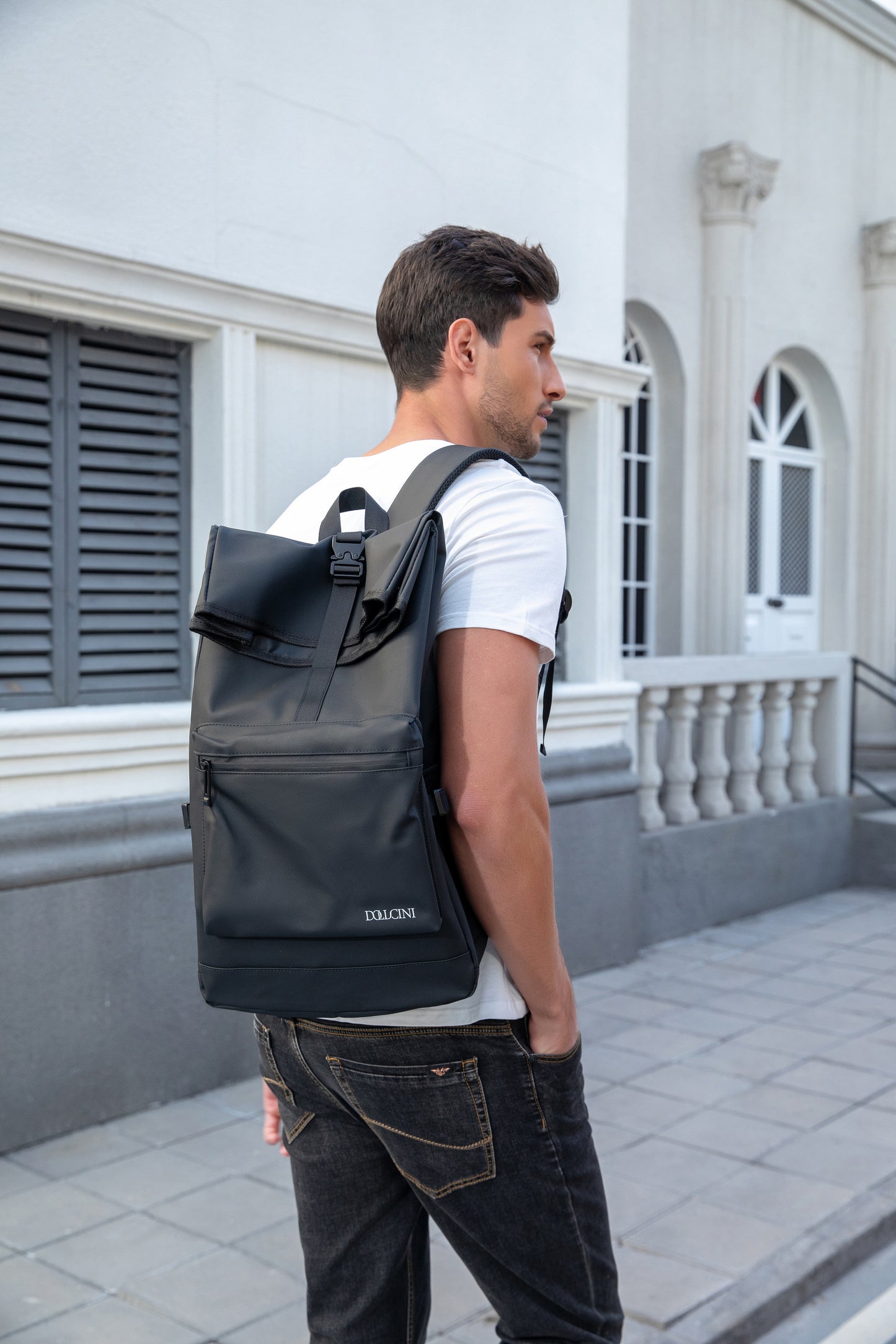 Dollcini, rucsac elegant pentru bărbați, de afaceri, impermeabil, cu deschidere largă și capacitate mare, confortabil și durabil