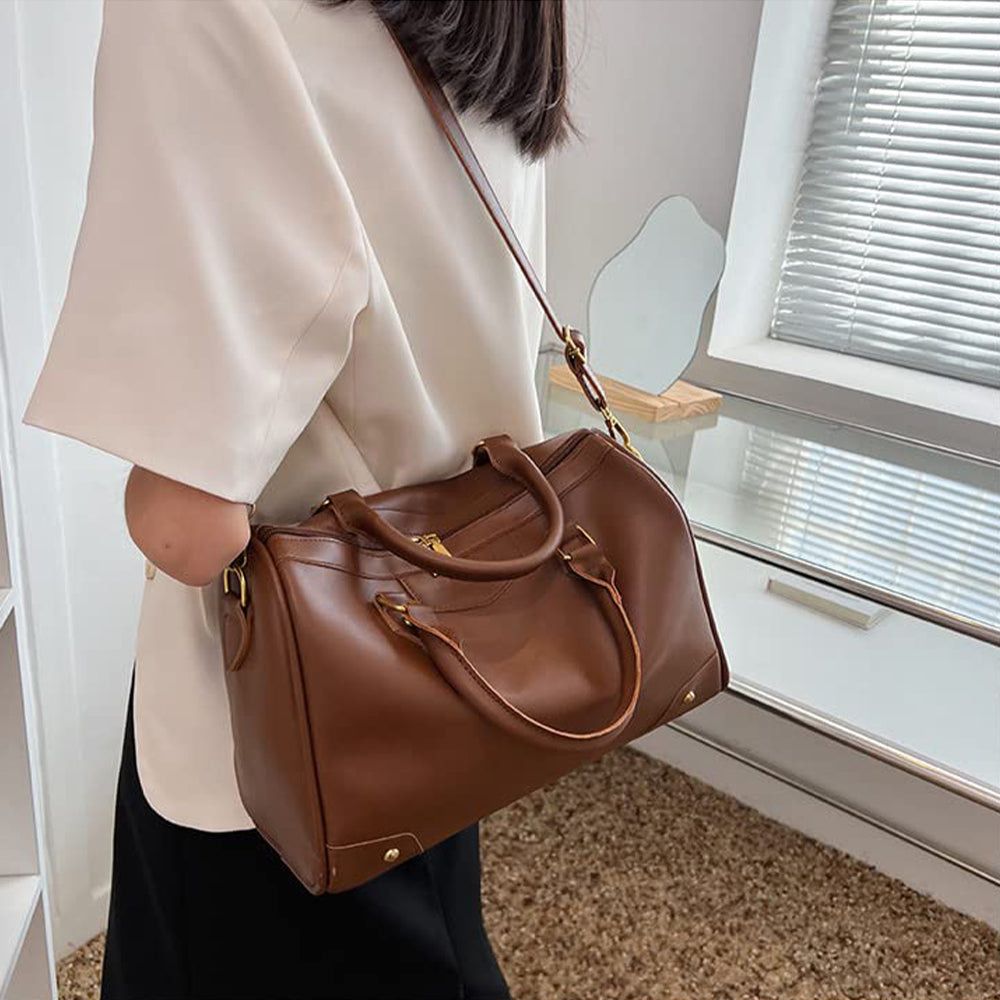 Dollcini, geantă de umăr vintage cu fermoar, aspect elegant și stilat, piele PU, durabilă