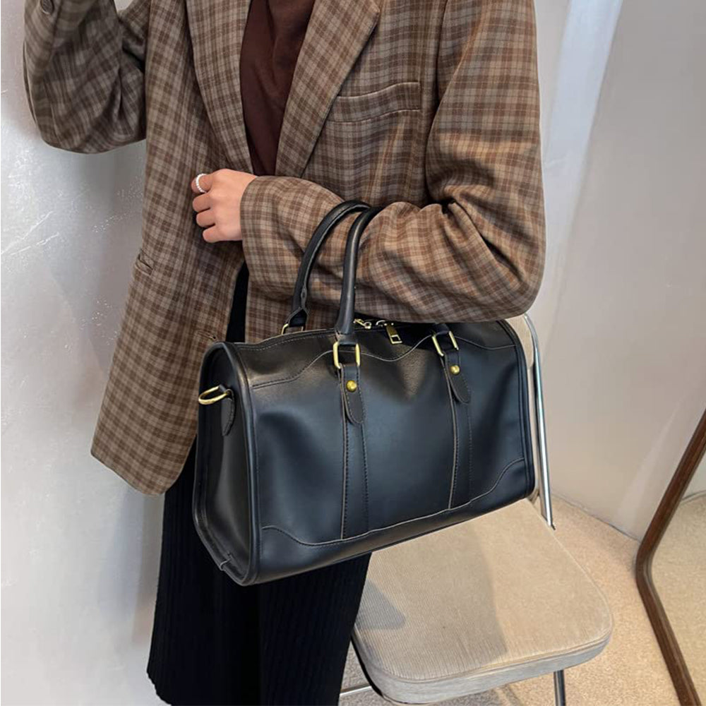 Dollcini, geantă de umăr vintage cu fermoar, aspect elegant și stilat, piele PU, durabilă