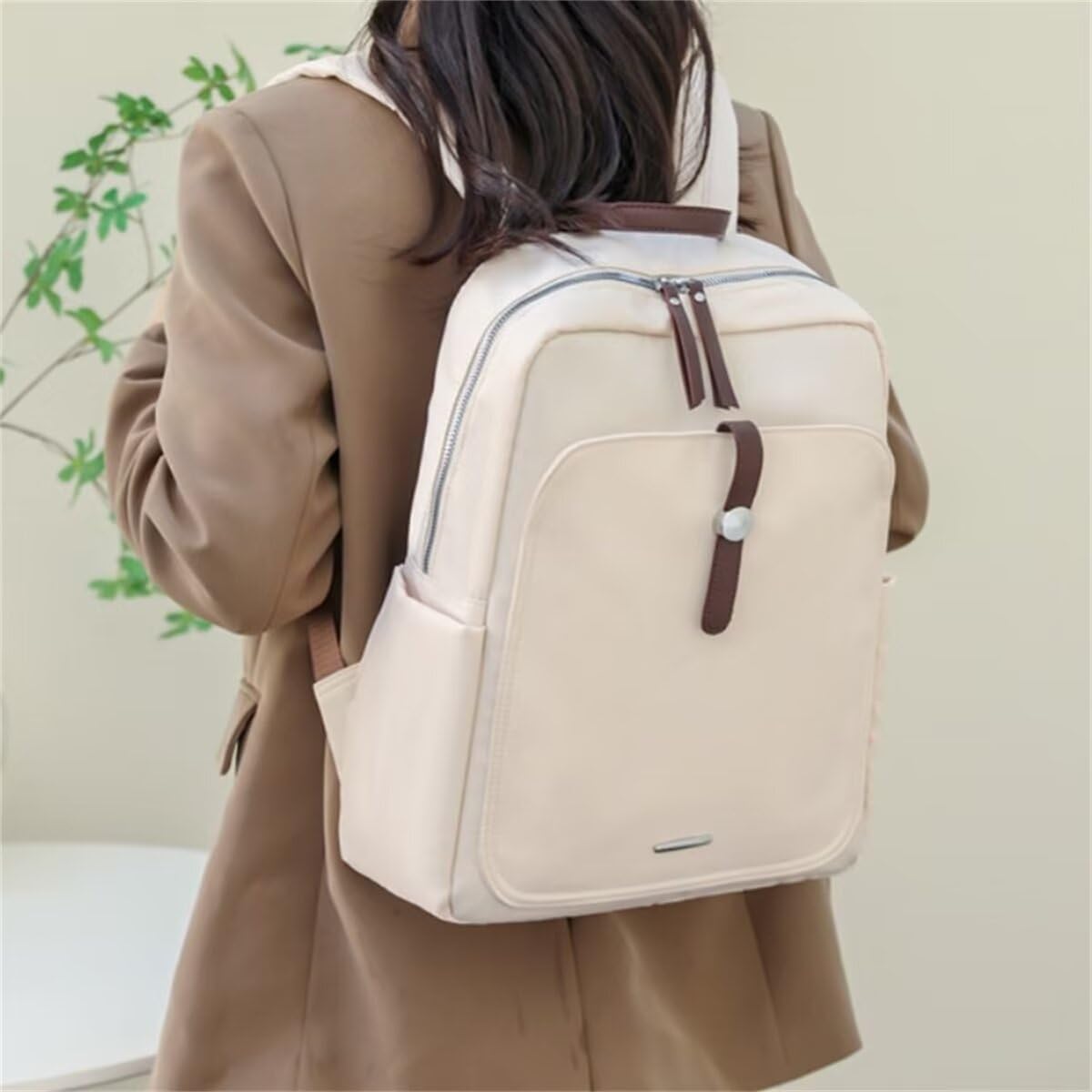 Rucsac Dollcini impermeabil din nailon pentru femei cu compartiment pentru laptop - Geantă ușoară și spațioasă pentru serviciu, călătorii și utilizare zilnică
