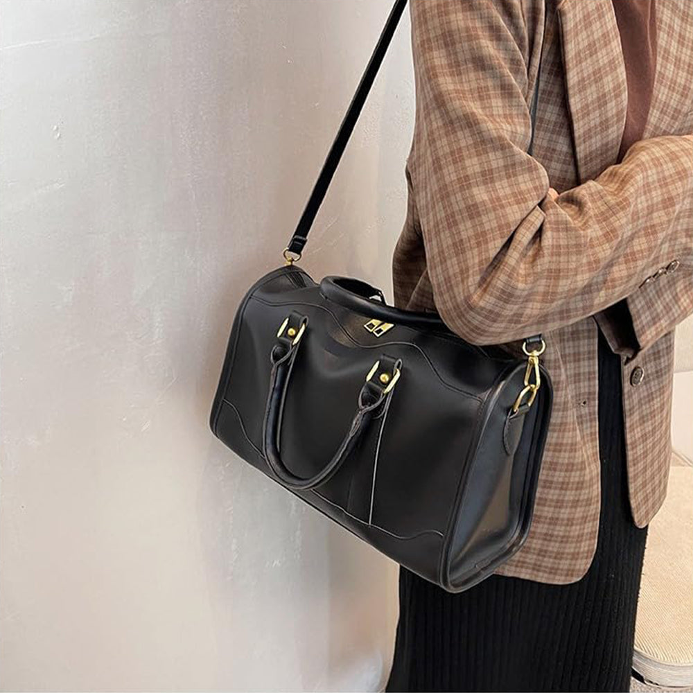 Dollcini, geantă de umăr vintage cu fermoar, aspect elegant și stilat, piele PU, durabilă