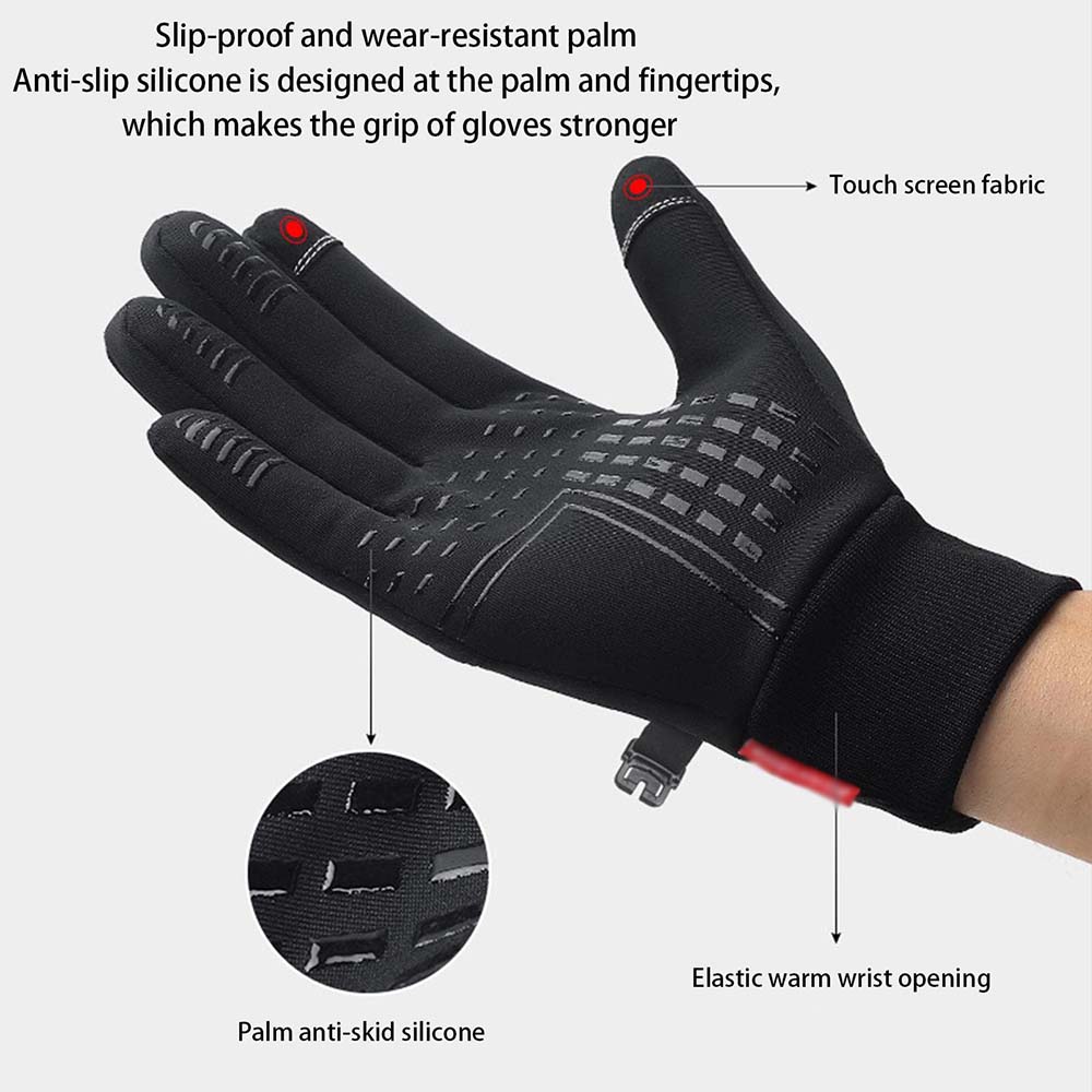 Dollcini, Mănuși sport unisex pentru adulți, rezistente la vânt, Negre