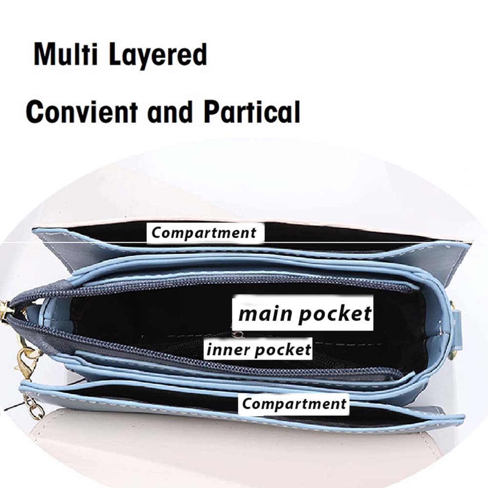 Geantă elegantă Dollcini Crossbody – Geantă de umăr compactă din PU pentru femei, pentru serviciu, oraș, cadou, albastră