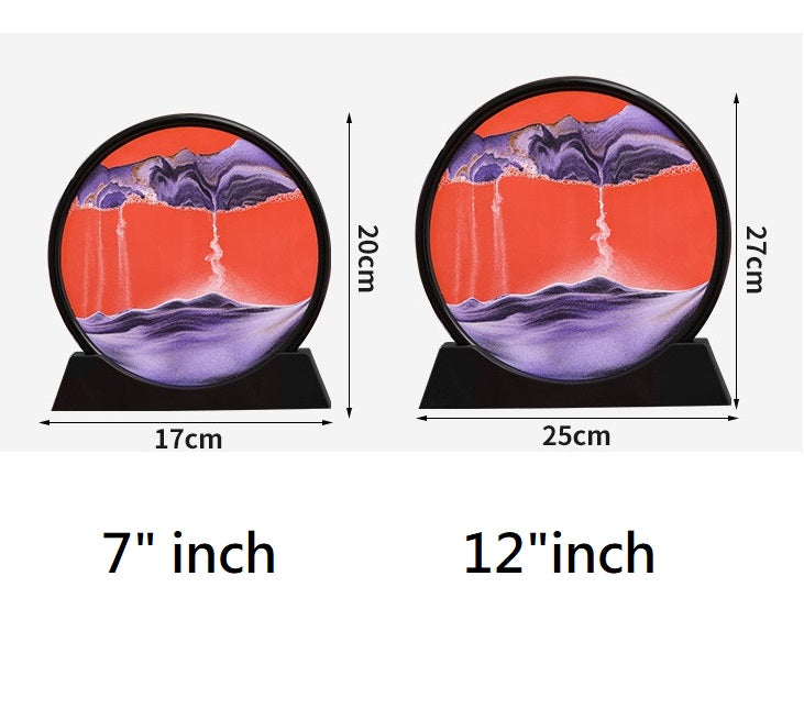 Pictură dinamică pe nisip 3D Dollcini - ramă medie de sticlă, decor dinamic cu clepsidră