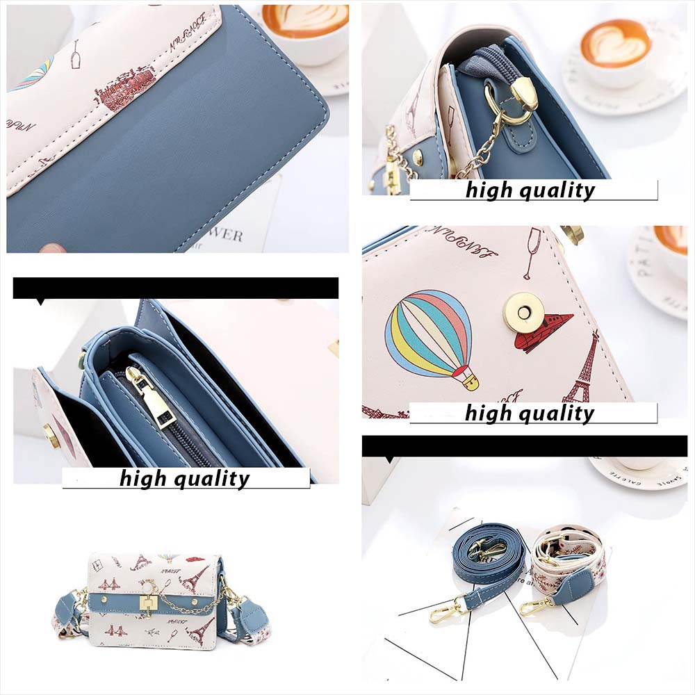 Geantă elegantă Dollcini Crossbody – Geantă de umăr compactă din PU pentru femei, pentru serviciu, oraș, cadou, albastră