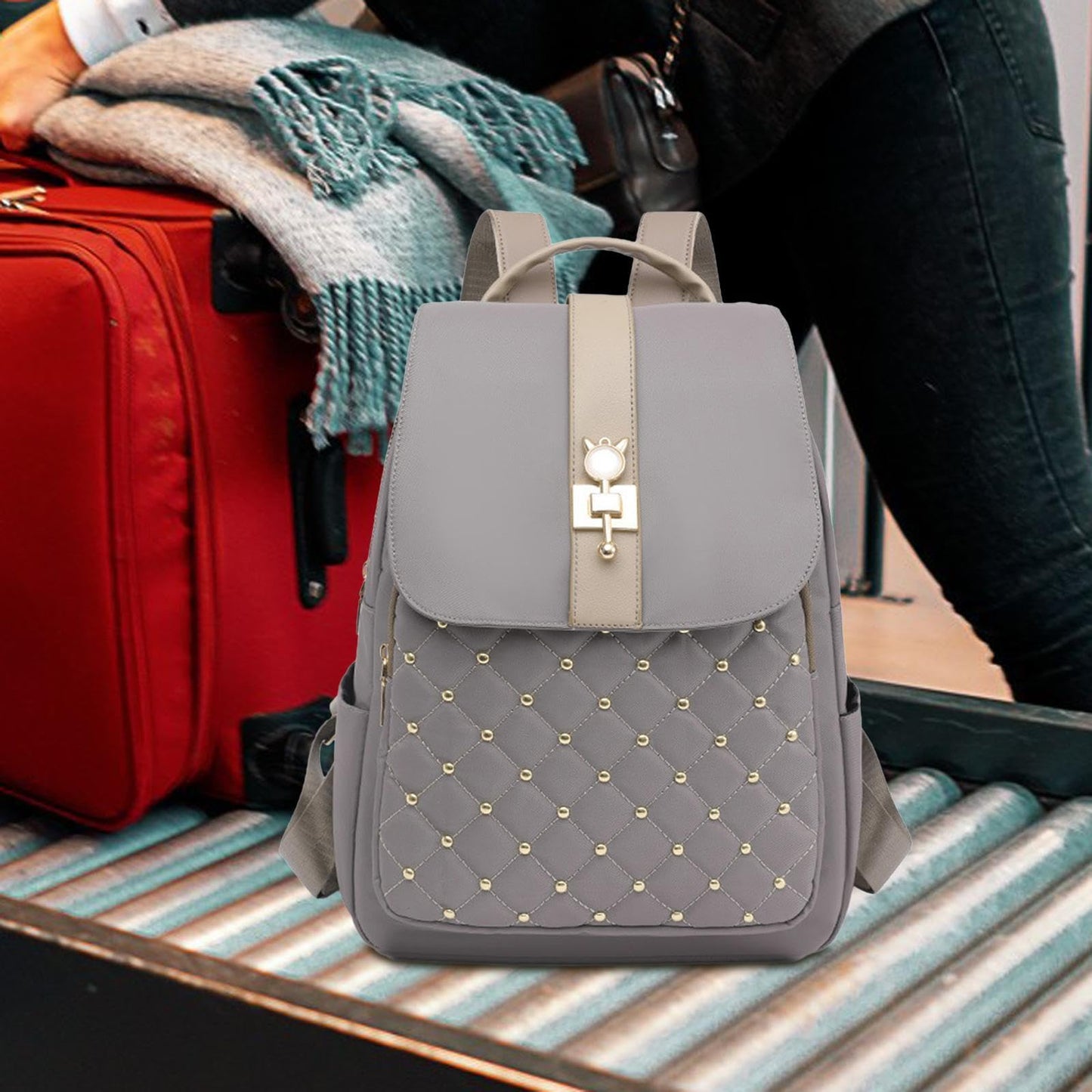 Dollcini, rucsac antifurt din nailon, capacitate mare, rucsac la modă, rucsac elegant, campus