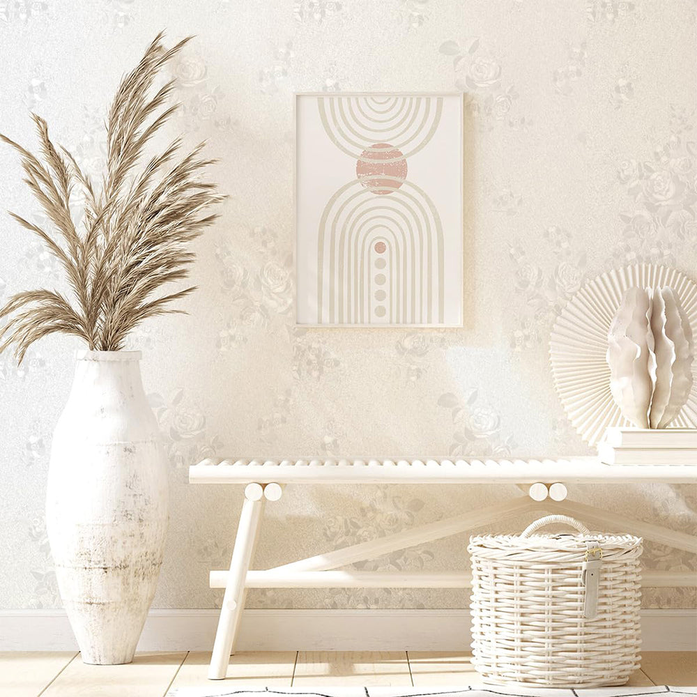 Dollcini tapet autocolant alb, tapet cu textură florală, hârtie de contact autocolantă embosată albă, alb floral potrivit pentru căptușirea rafturilor,438233, Perla albă