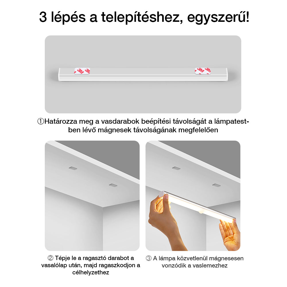 Dollcini, Lampă LED inteligentă cu senzor de mișcare și încărcare USB, portabilă, 21 cm, lumină rece
