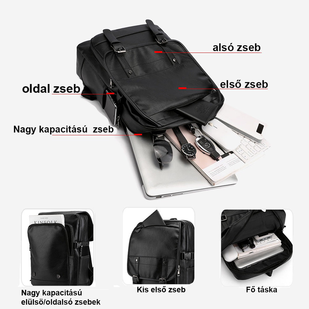 Rucsac Dollcini impermeabil negru pentru laptop de 15,6” – Geantă de școală modernă cu mai multe buzunare pentru călătorii și serviciu, culori multiple