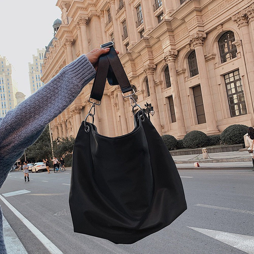 Geantă de umăr Dollcini la modă și versatilă - Geantă de nailon impermeabilă, cu capacitate mare, pentru călătorii, sport, utilizare zilnică, Negru