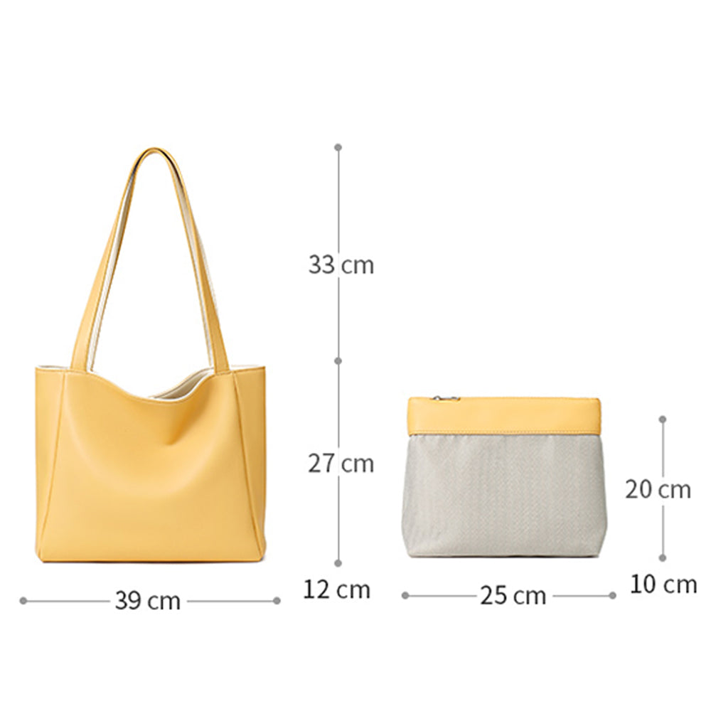 Set de genți de damă Dollcini din două piese - Geantă de cumpărături spațioasă și geantă de toaletă cu fermoar în albastru pastel, Mai multe culori