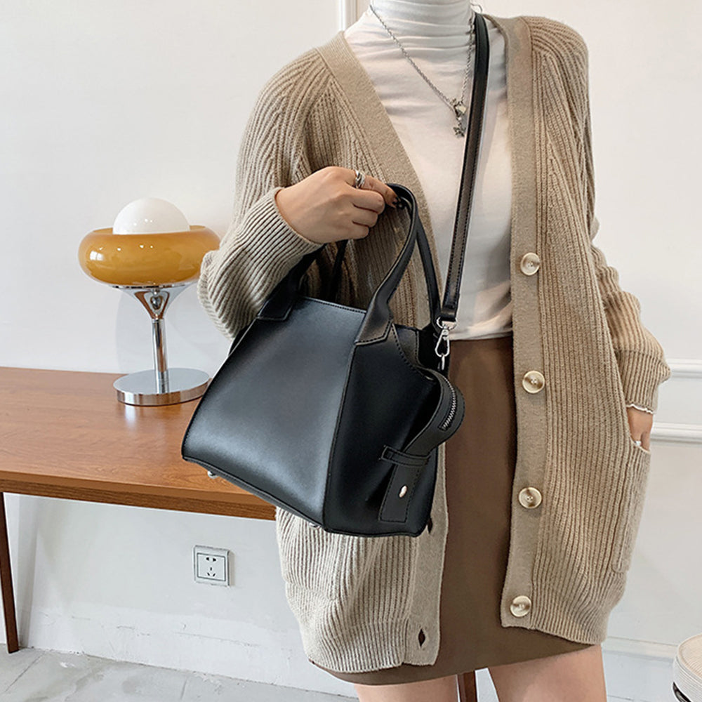 Geantă de lucru pentru femei Dollcini – Geantă elegantă, impermeabilă din piele PU, cu curea reglabilă și interior spațios, neagră