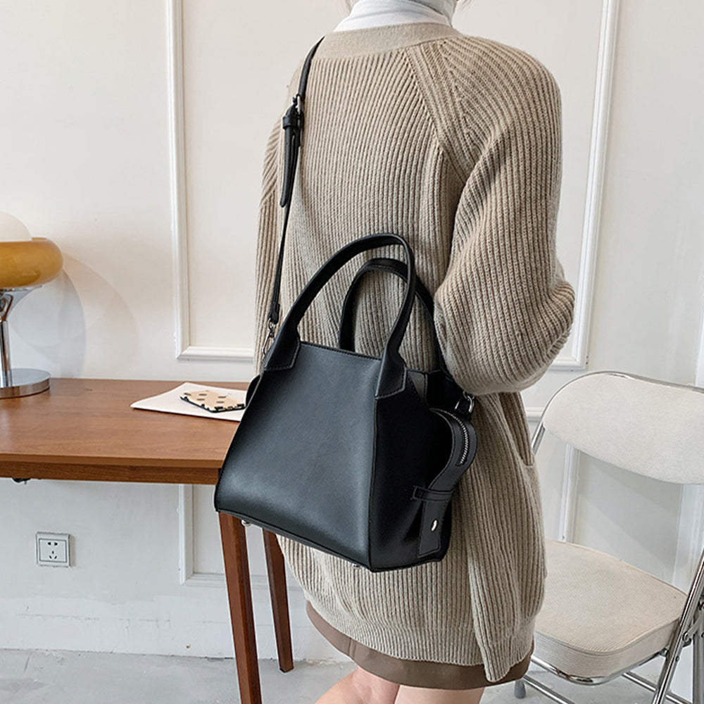 Geantă de lucru pentru femei Dollcini – Geantă elegantă, impermeabilă din piele PU, cu curea reglabilă și interior spațios, neagră
