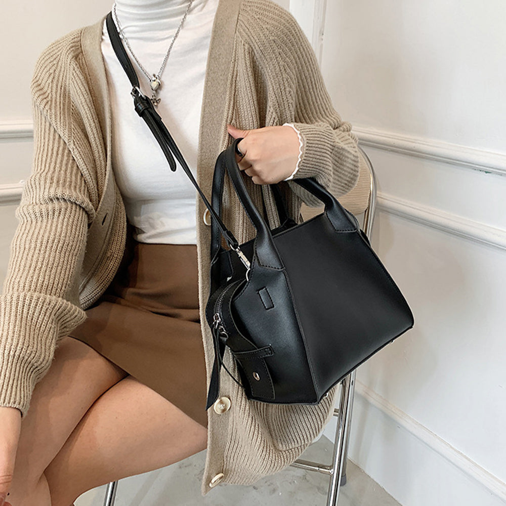 Geantă de lucru pentru femei Dollcini – Geantă elegantă, impermeabilă din piele PU, cu curea reglabilă și interior spațios, neagră