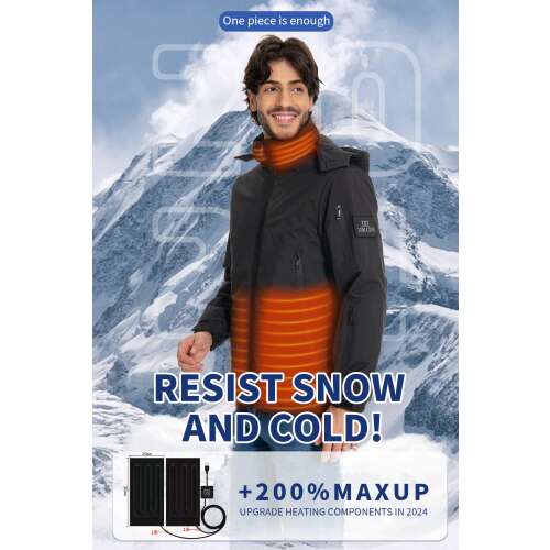 Dollcini Férfi Fűthető Dzseki – USB-s, Szélálló Téli Kabát [A powerbankot külön kell megvásárolni]