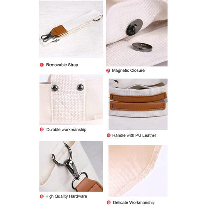 Geantă de umăr Dollcini din pânză de bumbac – Ușoară, durabilă și practică pentru purtare zilnică, cu buzunare multiple.