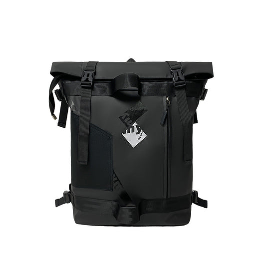 Rucsac impermeabil pentru laptop Dollcini cu roll-top – Geantă de școală și geantă de călătorie rezistentă, cu capacitate mare, pentru laptop de 15,6” (negru/maro)
