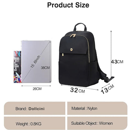 Rucsac pentru laptop Dollcini pentru femei – impermeabil, ergonomic, pentru laptop de 15,6", geantă de călătorie cu mai multe compartimente