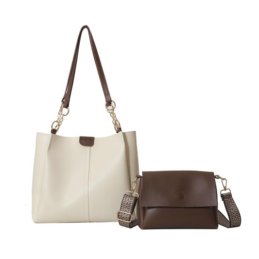 Set geantă Dollcini mamă-fiică – Geantă elegantă de mână și geantă de umăr din piele PU pentru femei cu compartiment interior cu fermoar