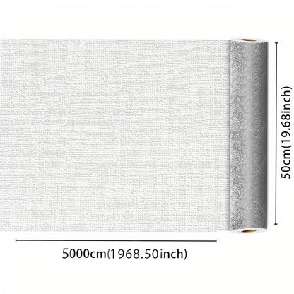 Tapet autoadeziv Dollcini - alb, cu granulație fină sau model de desene animate, 50 cm x 50 m, ușor de curățat și rezistent la pete