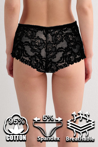 Dollcini ,Magas Derekú Női Bugyi ,Brazil Női Bugyi,Csipkés Női Bugyi -95% pamut + spandex,Többszínű,6 db-os Csomag